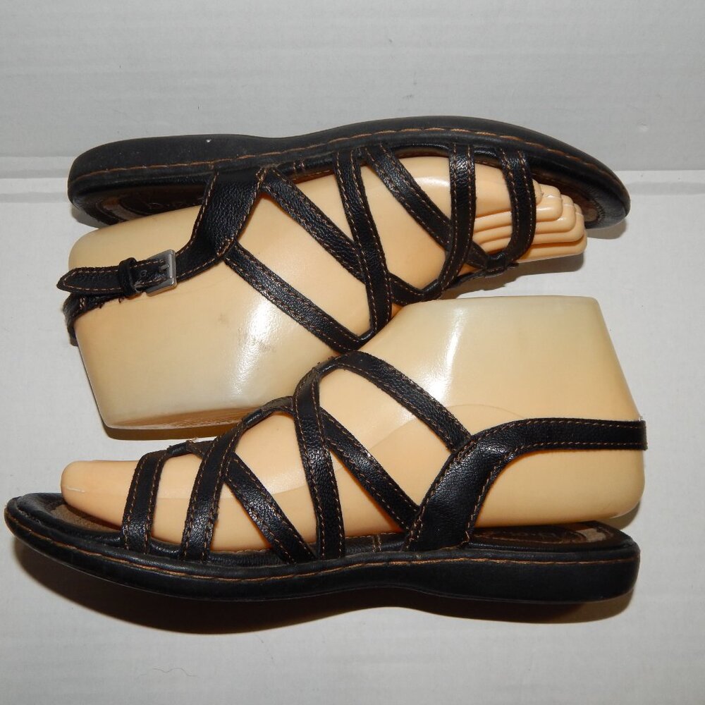BOC 6M Black Strappy Sandals with Ankle Strap - Faux Leather - Picture 5 of 8